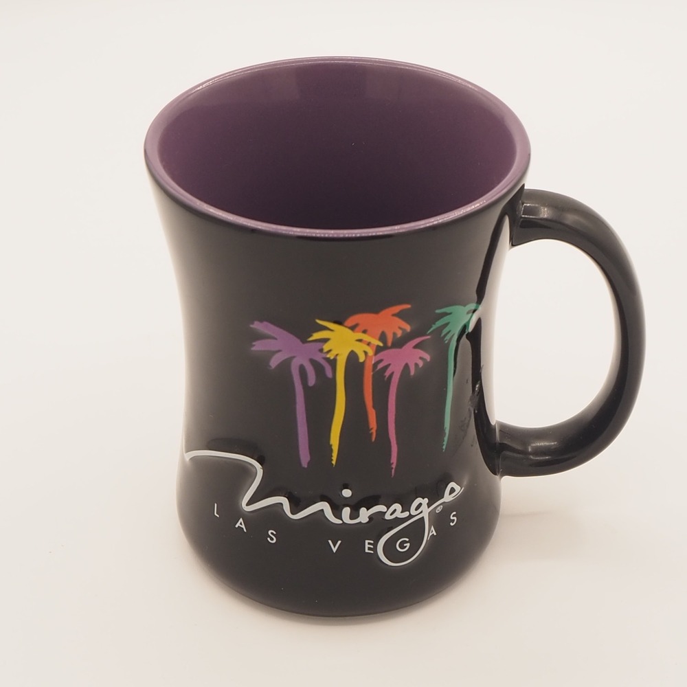 The Mirage Hotel Casino Las Vegas Coffee Mug Logo Palm Trees Purple Ceramic